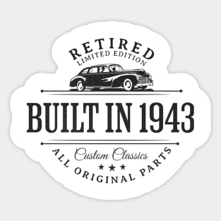 1943 Retired Parts Retirement Birthday Sticker